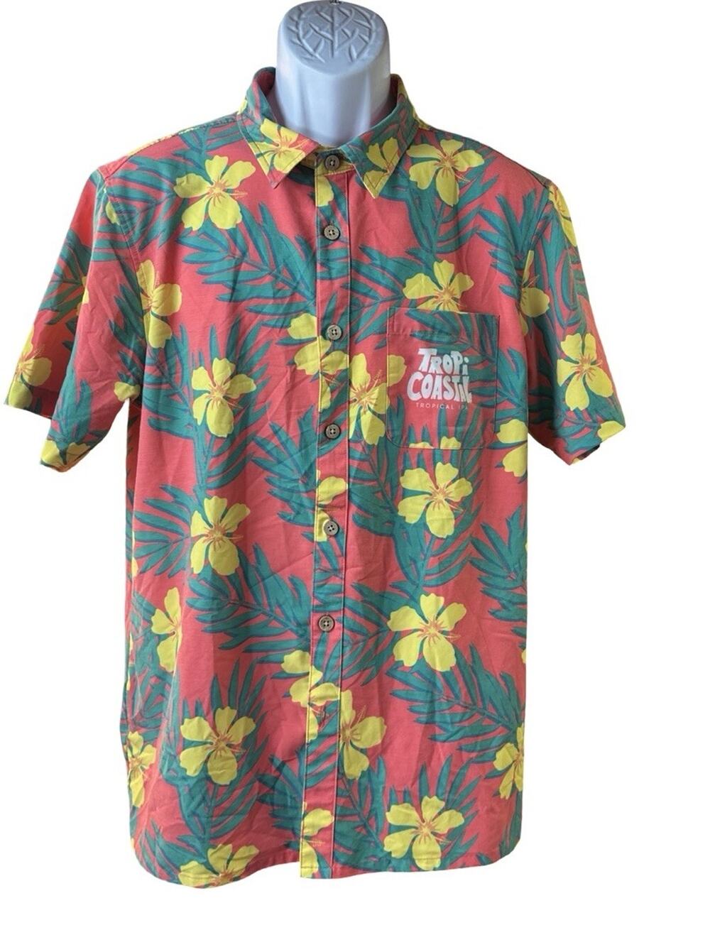 Shinesty Tropi Coastal Hawaiian Party Shirt Men L Can Holder Limited Edition